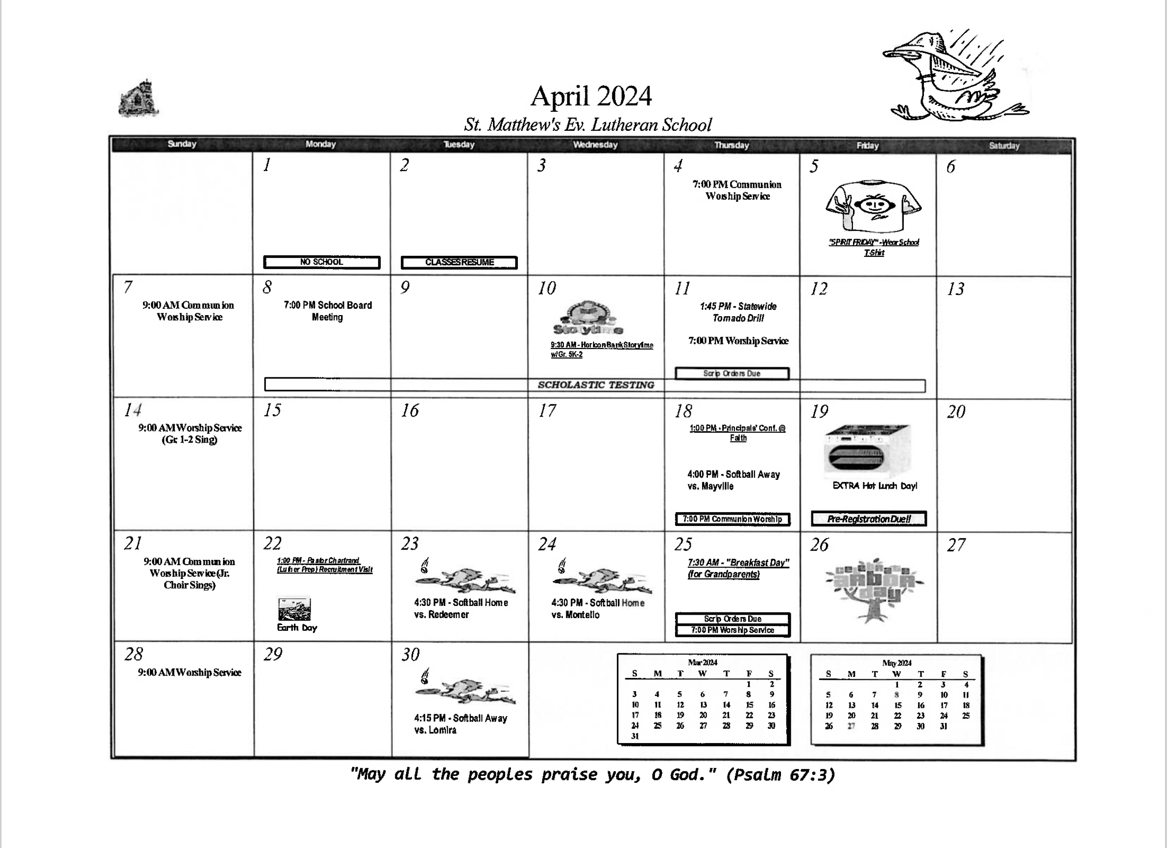 St. Matthew Lutheran Church and School Calendars